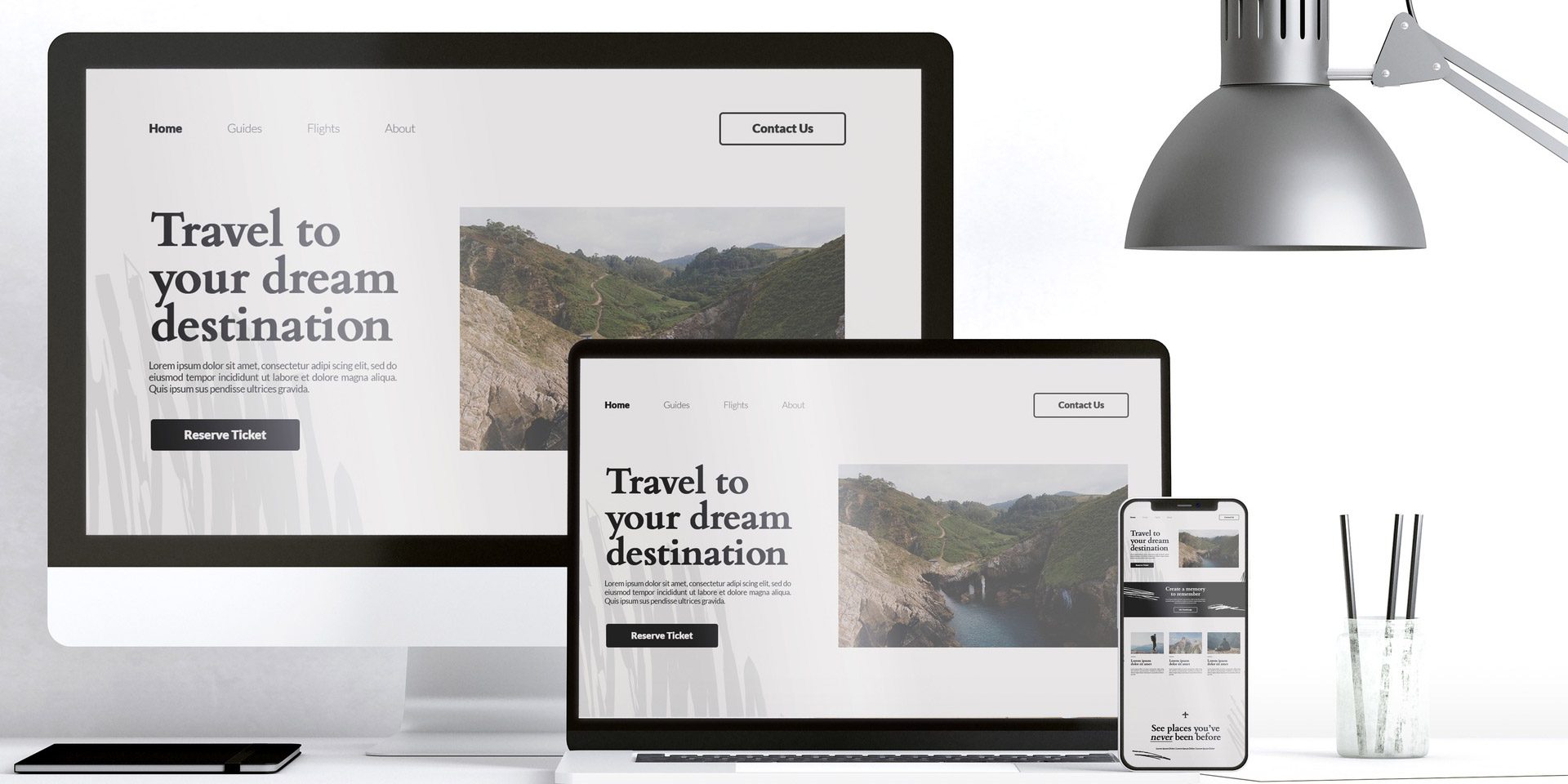 Modern business website design layout and structure