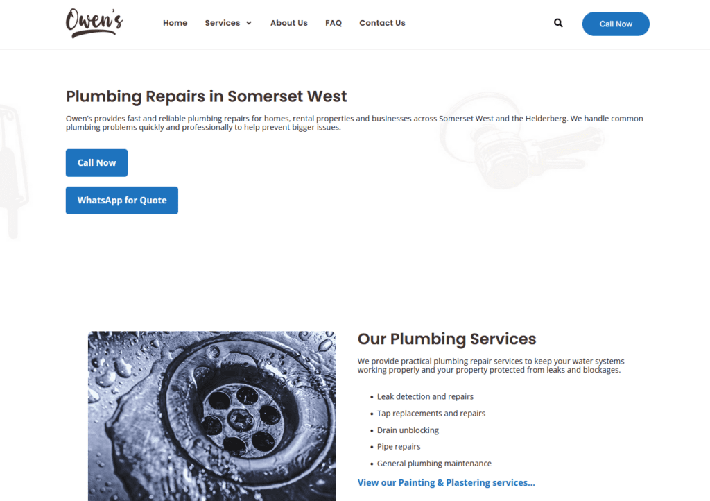 handyman services website design Gordons Bay