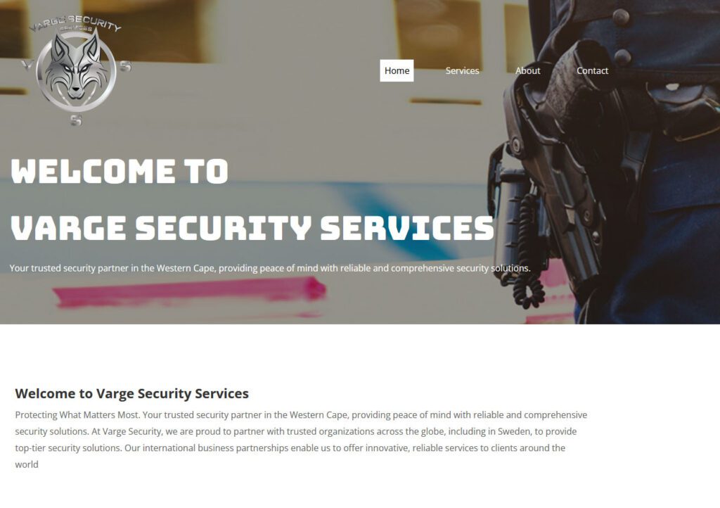 security service business website design Somerset West