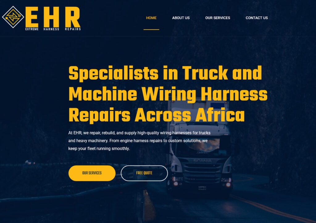 truck harness website design in Somerset West
