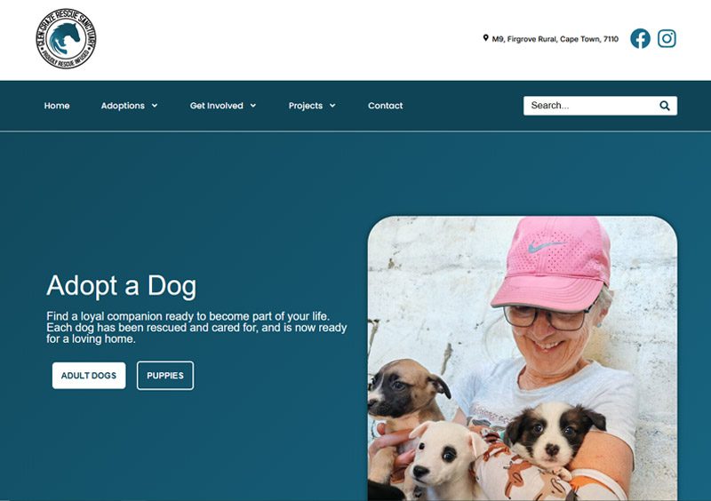Website design for Glen-Graze animal rescue sanctuary in Somerset West